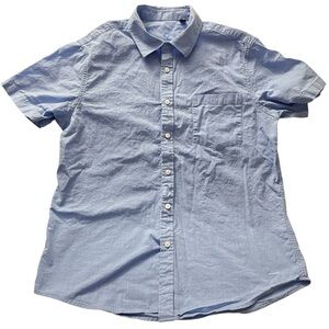 Men's Linen Look Casual Shirt Italian Design Blue Large